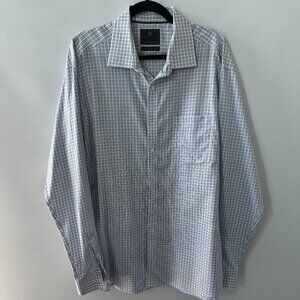 Marks & Spencer Blue, Purple & White Checked Men's Dress Shirt 100% Cotton